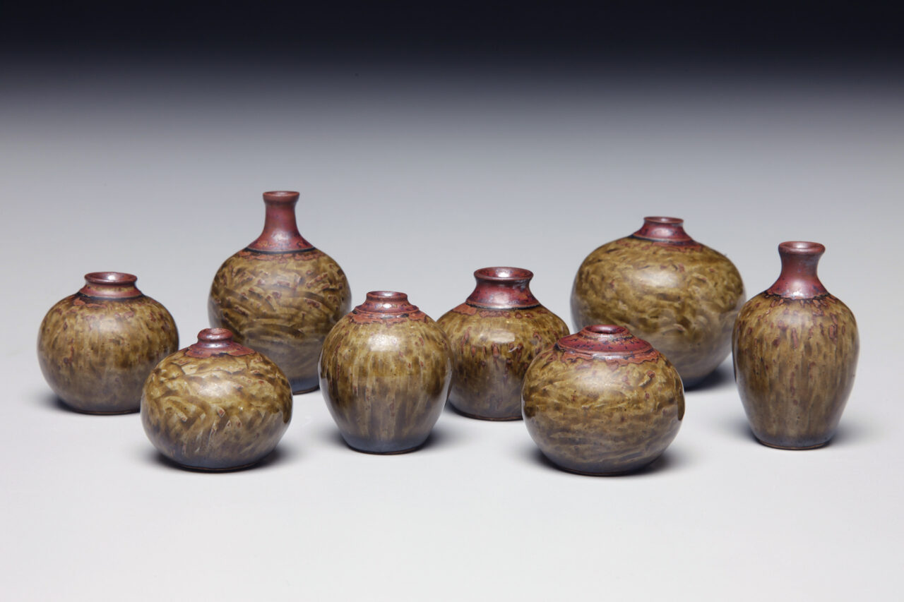 Karen Dubois finished pots grouping, various vases