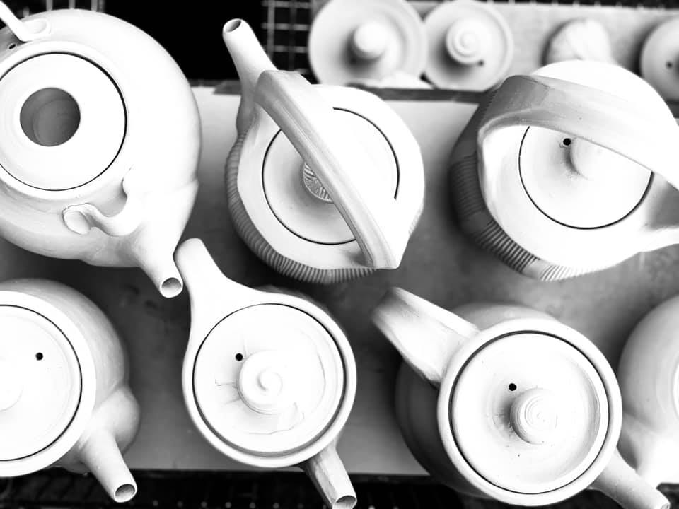 Sarah Wells Rolland teapots, abundance, our stock image