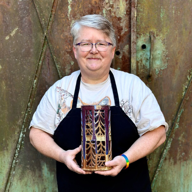 Julia Mann square headshot with finished pot