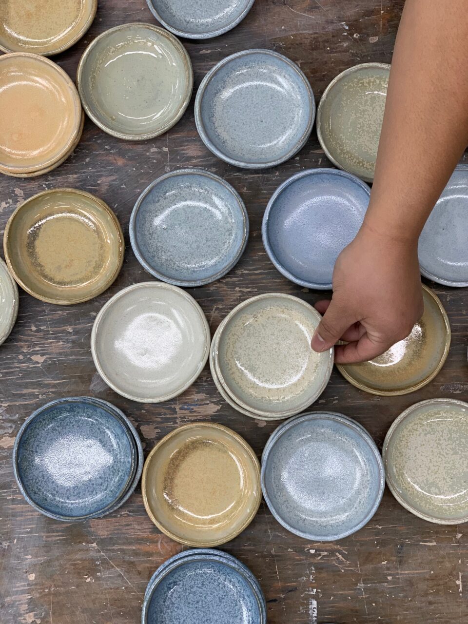 Katie Meili Messersmith ring dishes, abundance, finished pots, birdseye view, our stock image 2